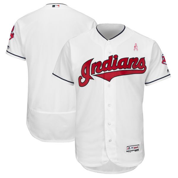 Men Cleveland Indians Blank White Mothers Edition MLB Jerseys